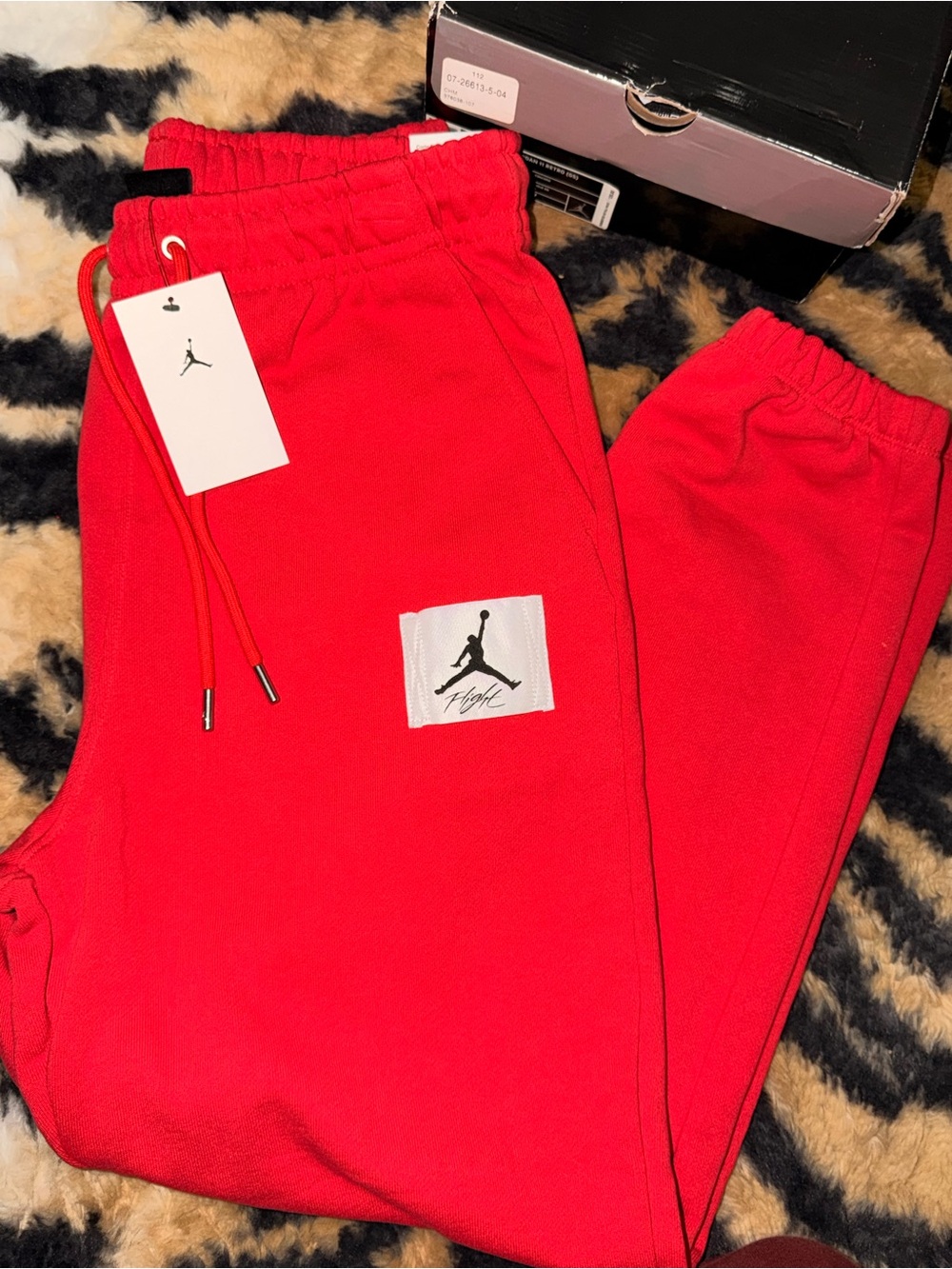 Jordan Red Men’s Jogger Sweatpants with Jordan Flight  Patch